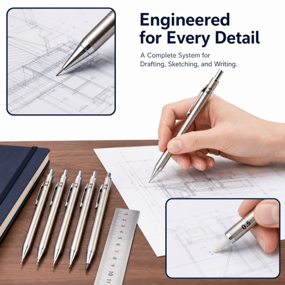 Mechanical Pencil 0.3 - Full Metal Mechanical Pencil 2B 0.3/0.5/0.7/0.9/2.0mm