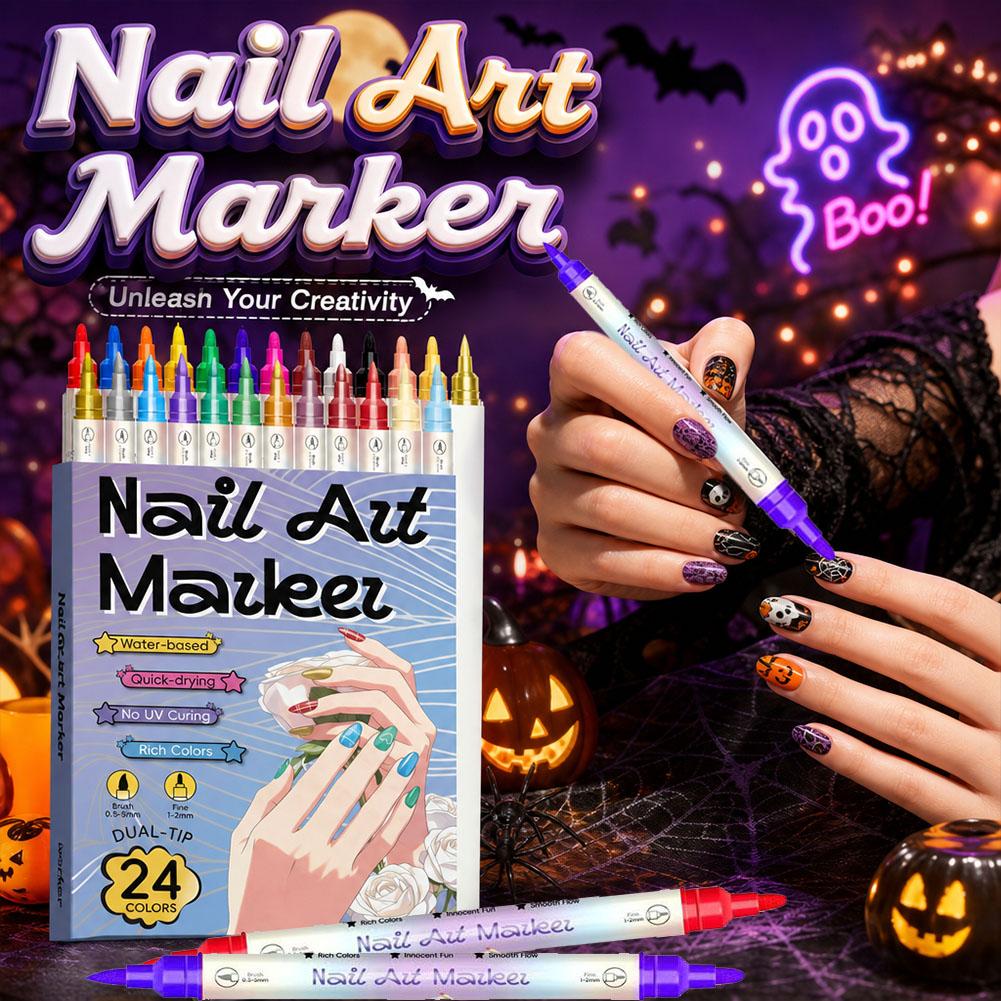 12/24 Colors Dual Tip Nail Art - огляд і ціна Correction Pen Fine