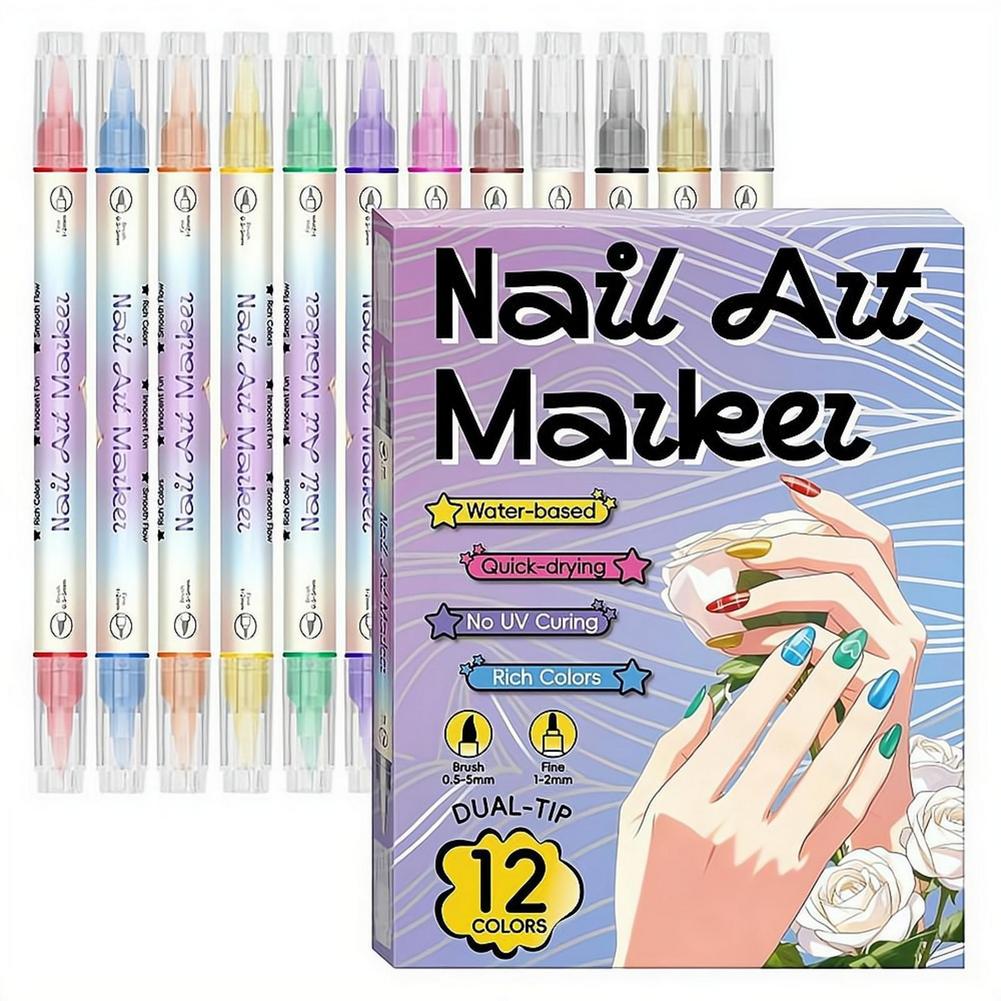 12/24 Colors Dual Tip Nail Art - огляд і ціна Correction Pen Fine